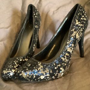 Black & Silver sequined heels